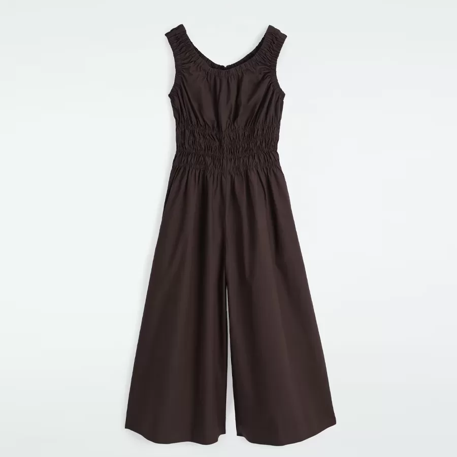 SHIRRED COTTON JUMPSUIT