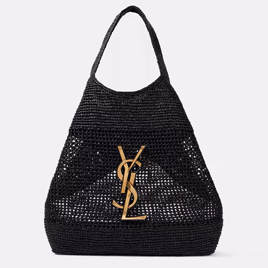 SAINT LAURENT
Icare Cassandre Maxi crochet raffia tote bag